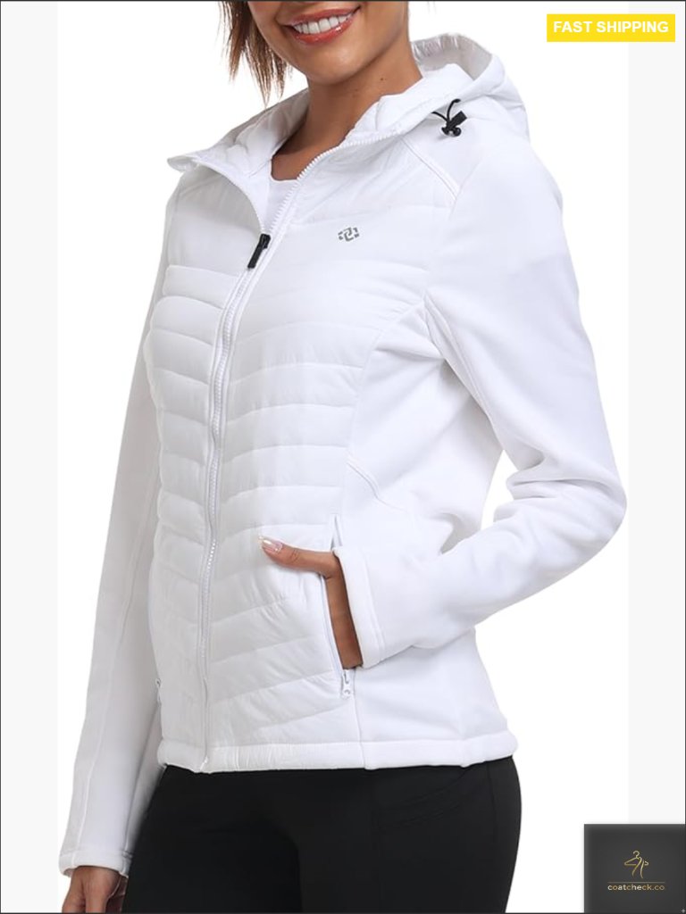Fleece Lined Softshell Jacket Hooded Lightweight Insulated Puffer Hybrid Full